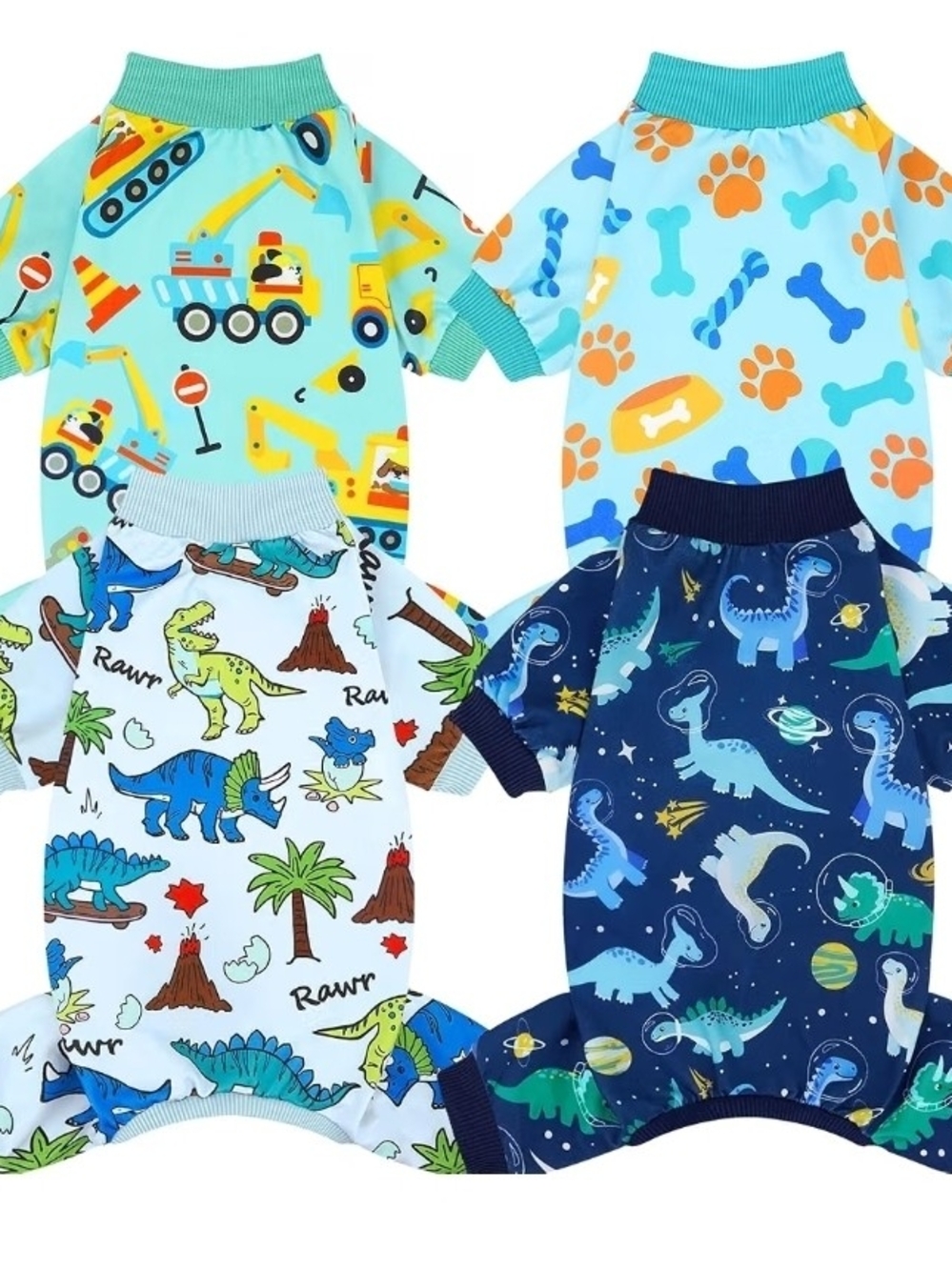 XPUDAC Blue Variety Print 4 Pack Dog Pajamas Size Medium NWOT